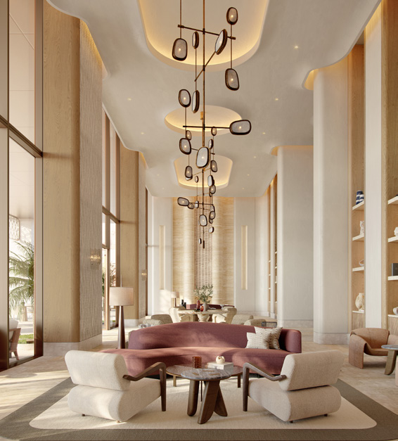 The Ritz-Carlton Residences, Al Maryah Island ラウンジの完成予想図（概要冊子3ページ）