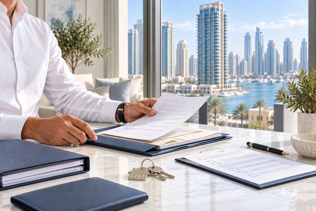 Dubai property seller preparing developer and transfer documents